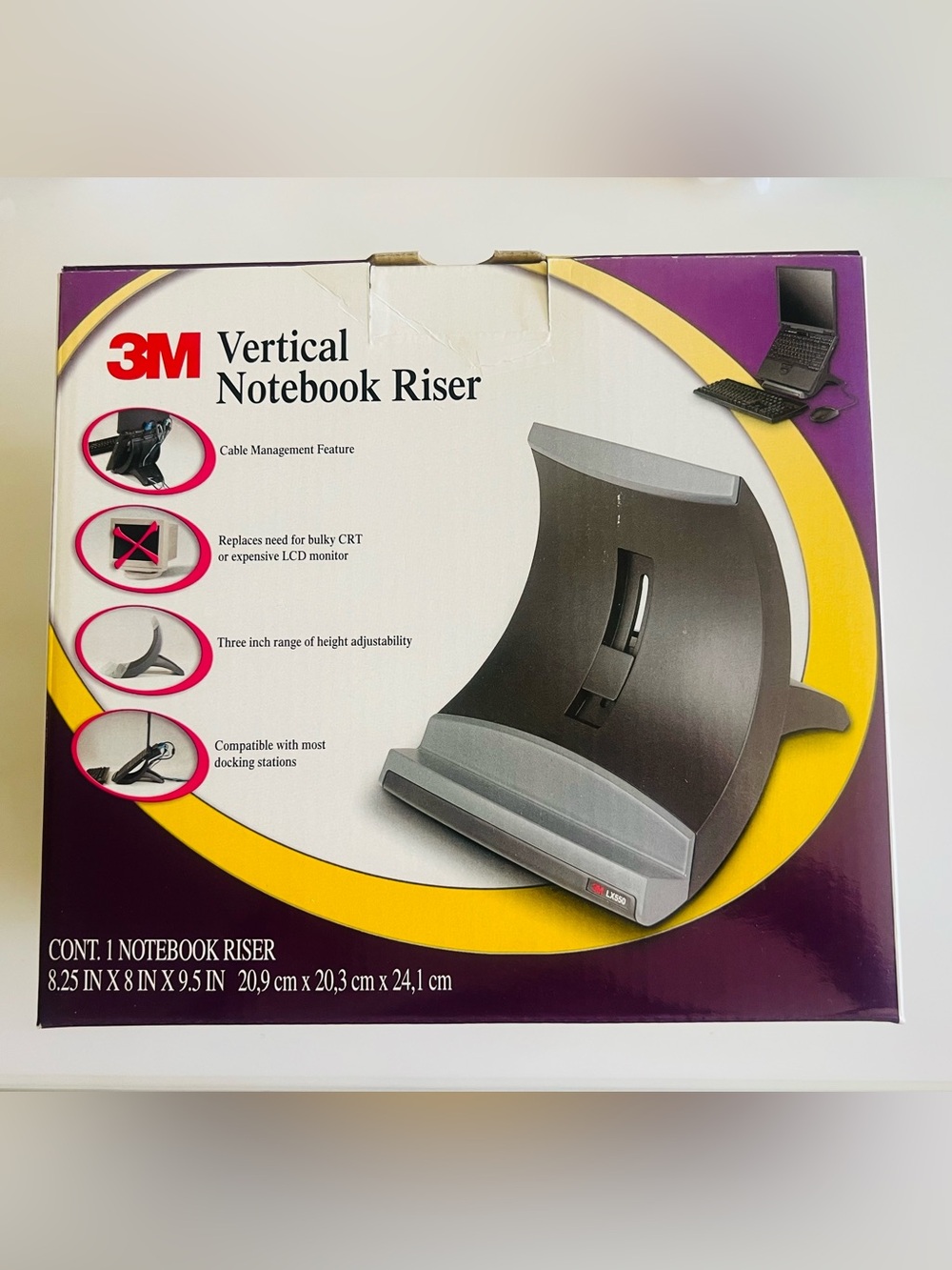 3M Black/Grey Vertical Laptop Stand with Cable Management